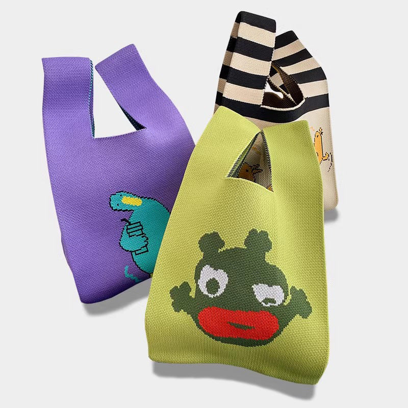 Women's Cute Cartoon Style Knitted Woven Holiday Handbags