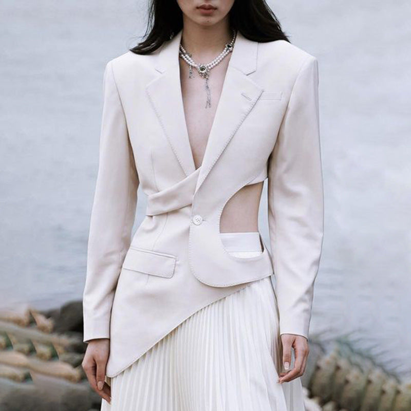 Sneaky Design Asymmetric Small Niche Midriff Blazers