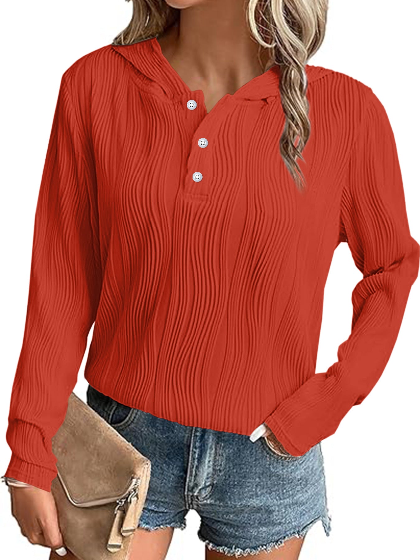 Women's Solid Color Hooded Casual For Women's Sweater, Sweater
