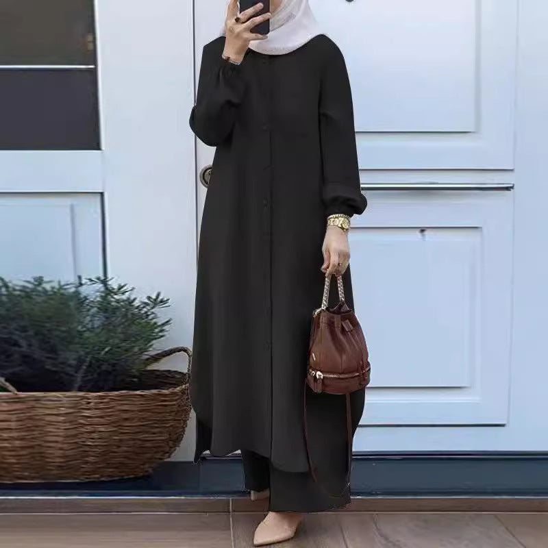 Women's Arab Style Two-piece Long-sleeved Shirt Trousers Suits