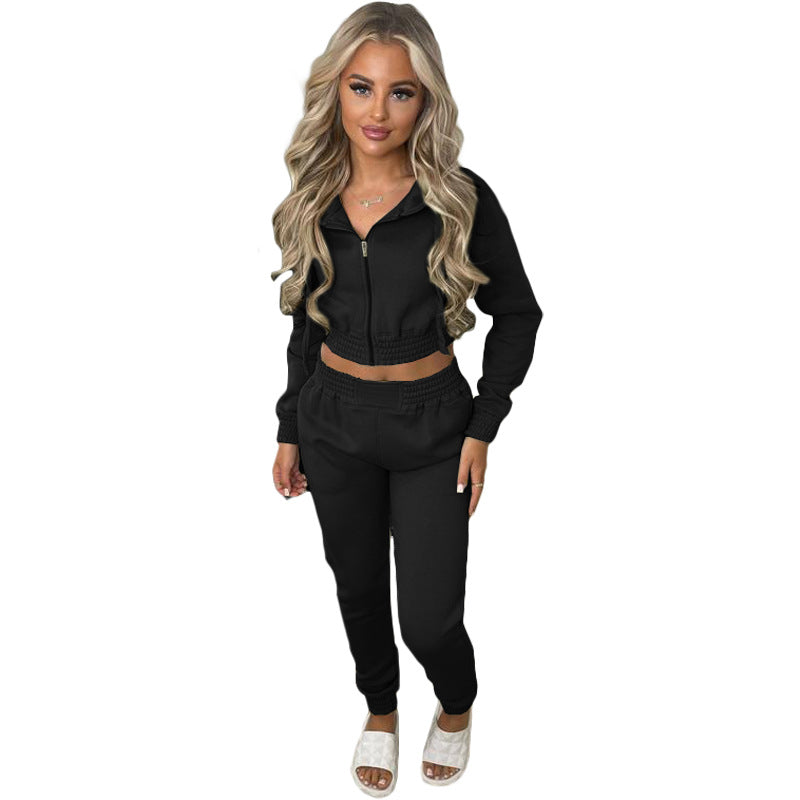 Women's Brushed Hoody Hooded Sports Leisure Suits