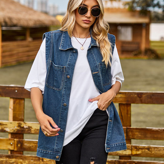 Women's Denim Waistcoat Fashion Trendy Sleeveless For Women's Vest