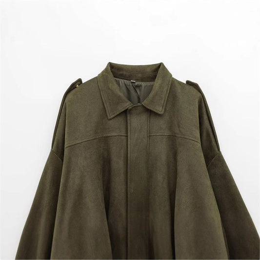 Women's Spring Casual Loose Lapels Retro Design Jackets