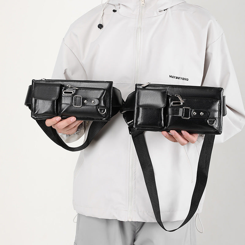 Men's Stylish Leather Korean Simple Black Men's Waist Packs