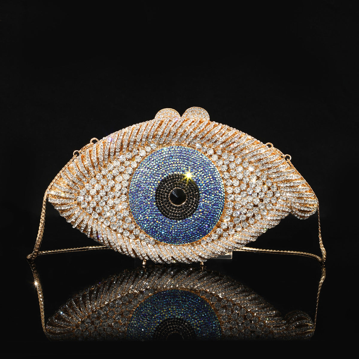 Shiny Champagne Bottle Rhinestone Bow Crystal Chain Evening Bags