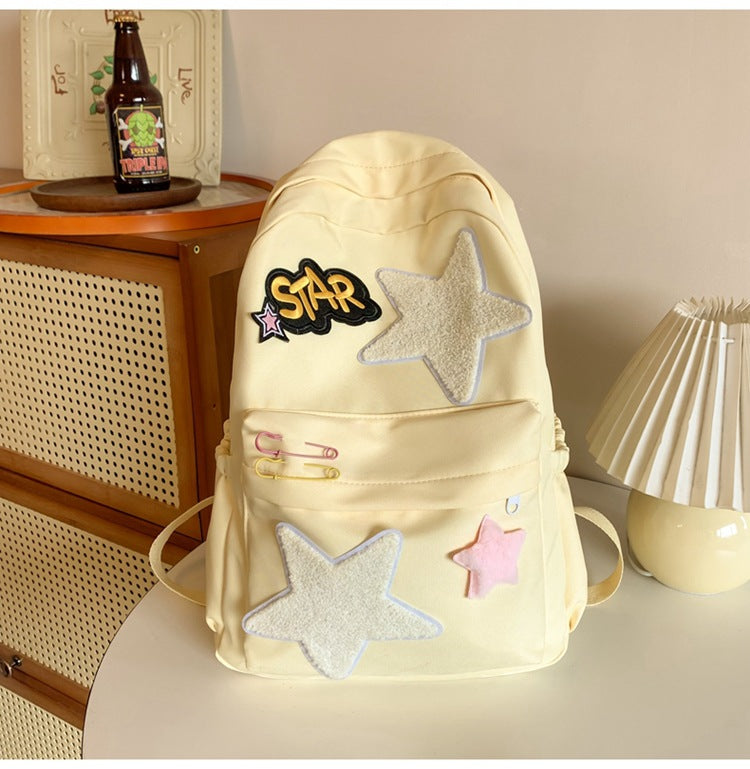 Female Sweet Milky Yellow Campus Contrast Color Cute Middle School Students' Schoolbags