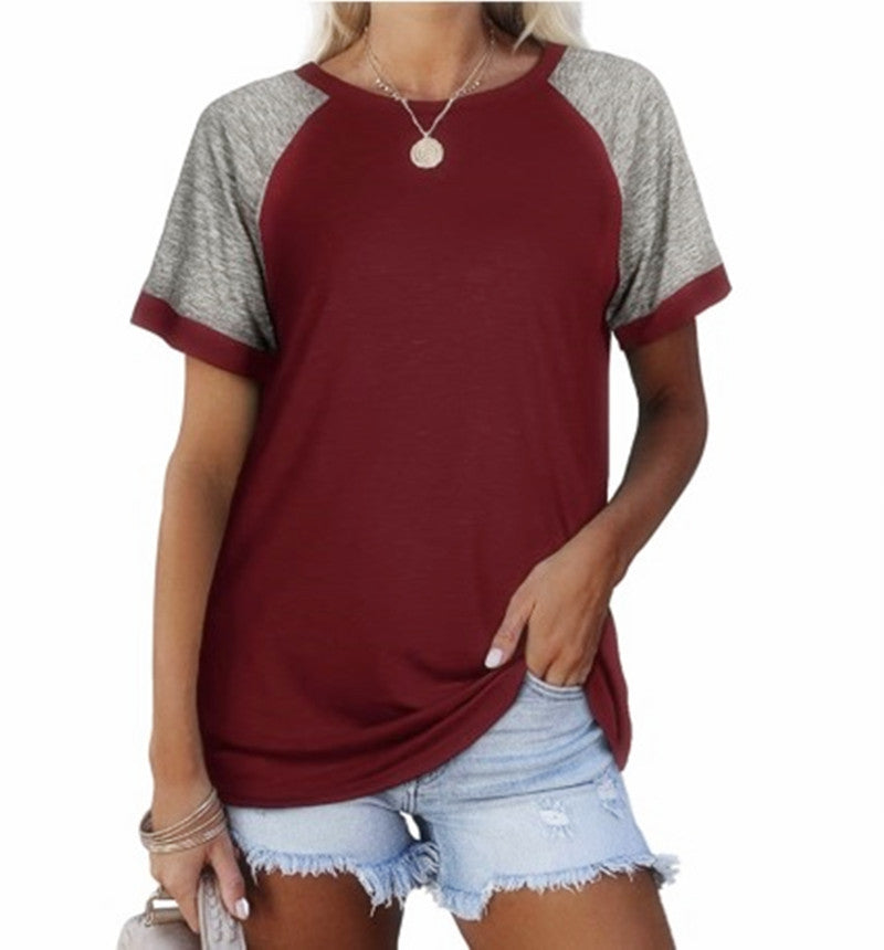 Charming Women's Round Neck Multicolor Sleeve Tops