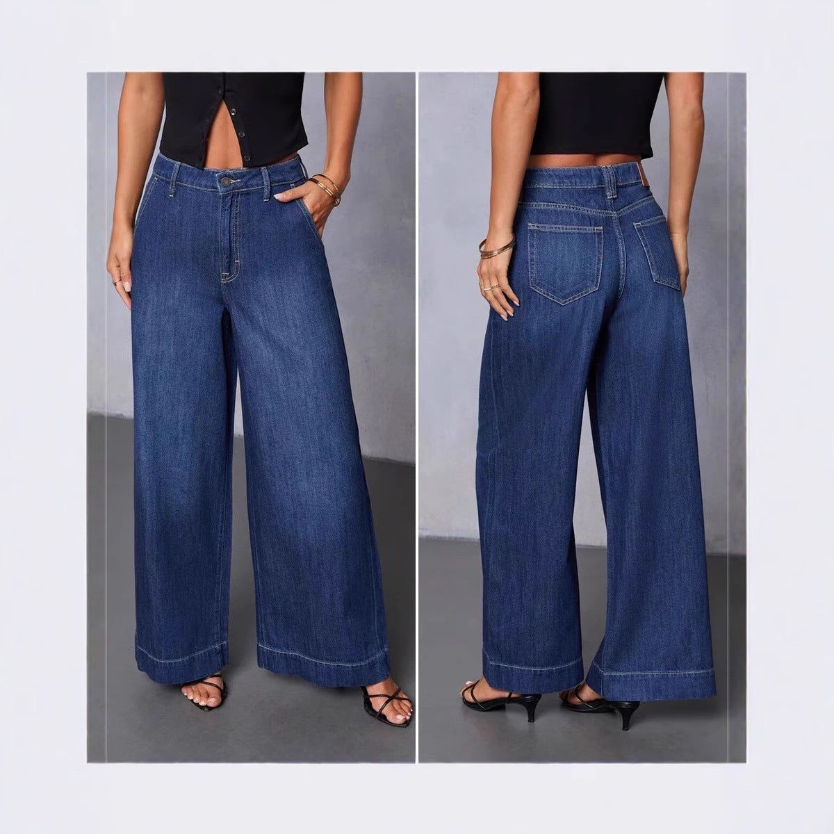 Women's Washed Temperament High Waist Long Trousers Women's Jeans