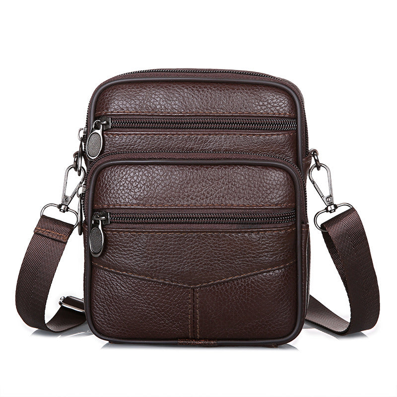 Men's Pretty Cowhide Leather Simple Computer Men's Waist Packs