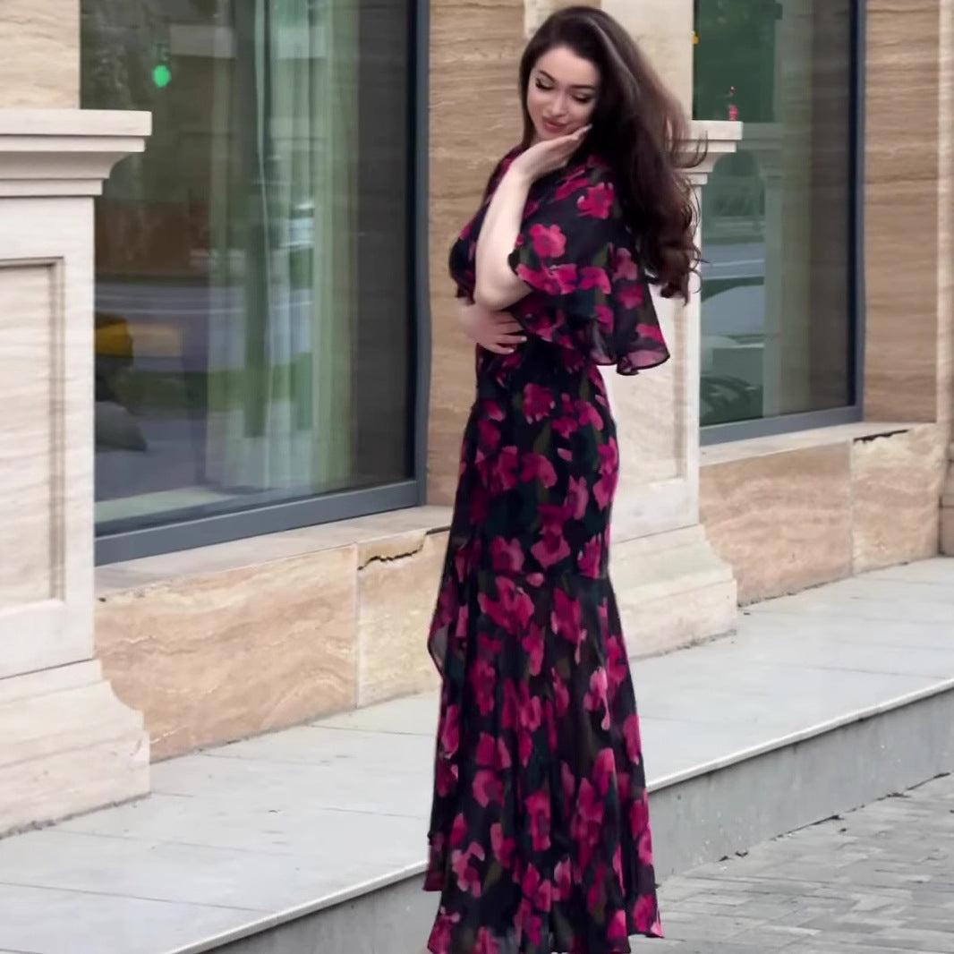 Women's Summer Retro Sexy Sleeve Long Dress Dresses