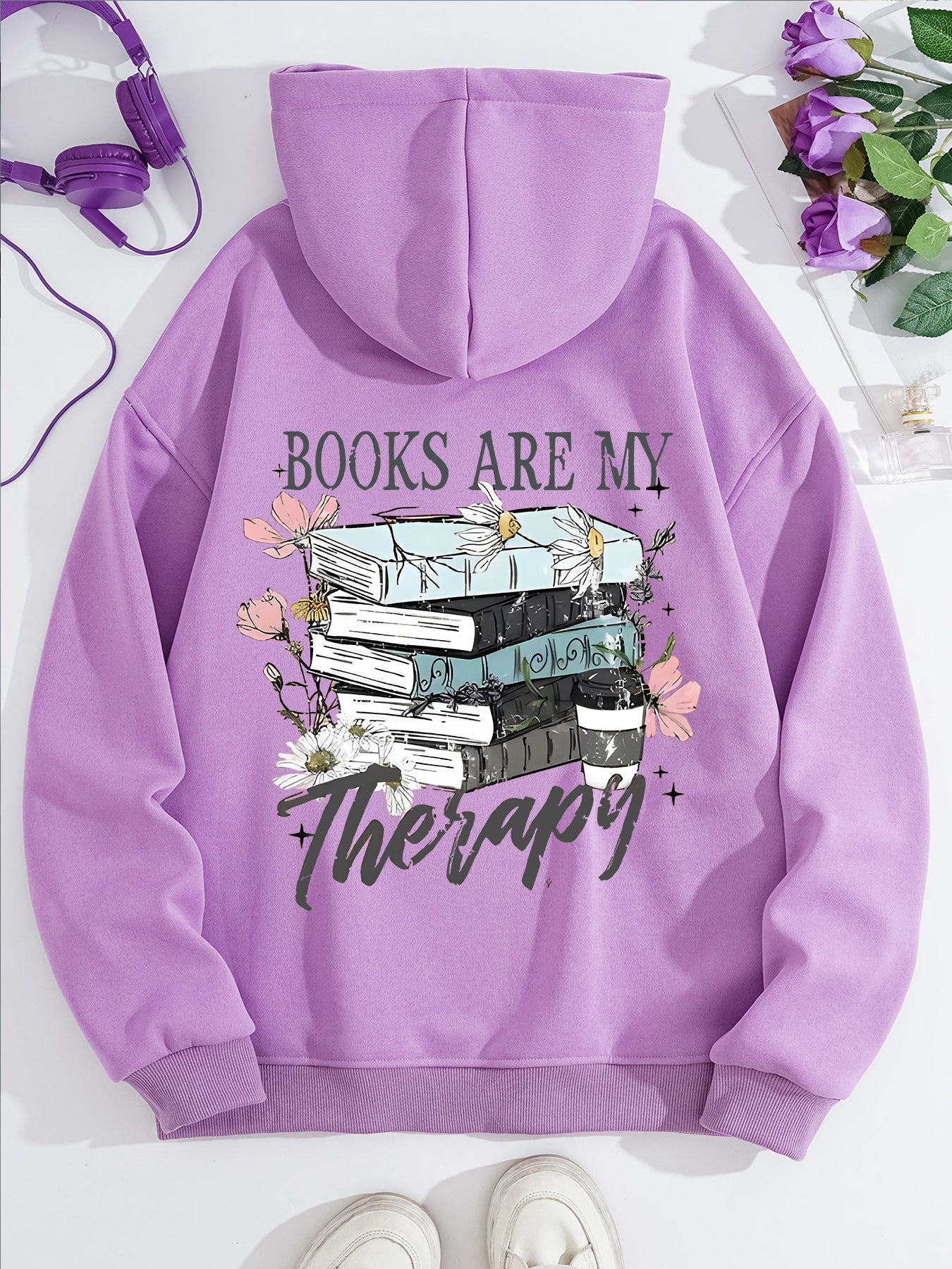 Women's Veet Padded Hooded Sweatshirt Floral Pattern Casual Sweaters