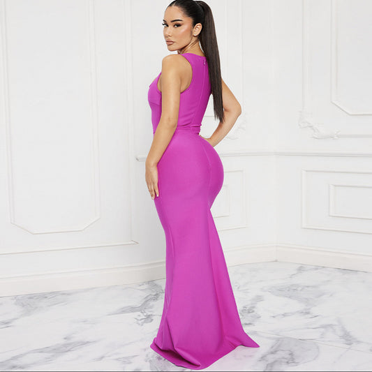 Rose Red Brace Sexy Bandage Maxi Dresses