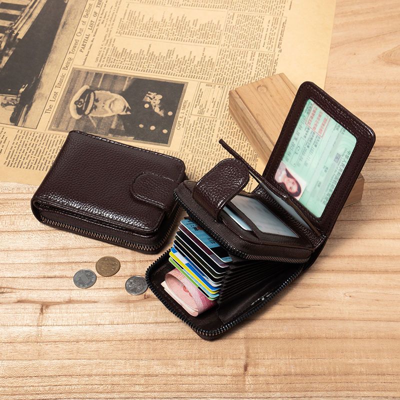Men's License Authentic Leather Tactile Feel Integrated Personalized Card Holder