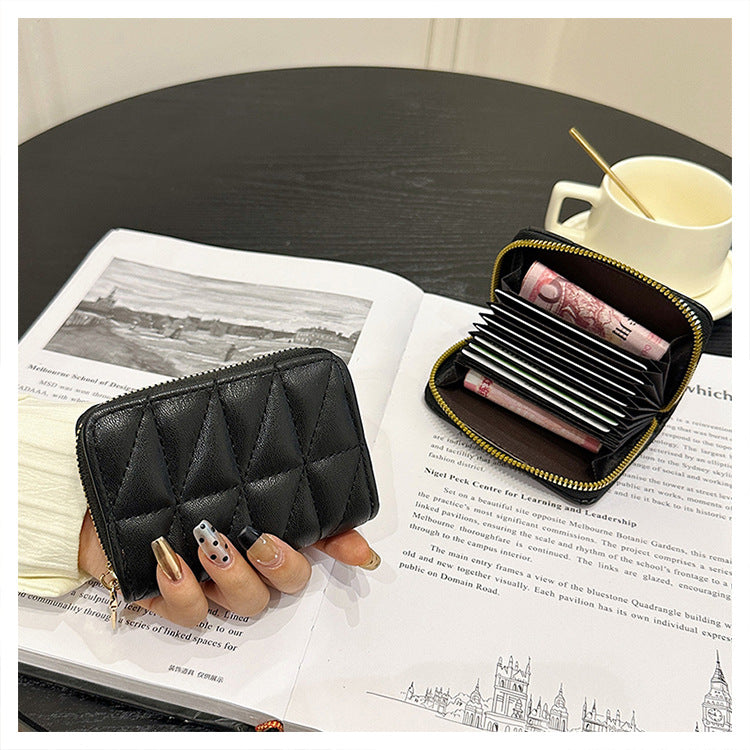 Lambskin Expanding Multiple Slots Swiping Bank Card Holder