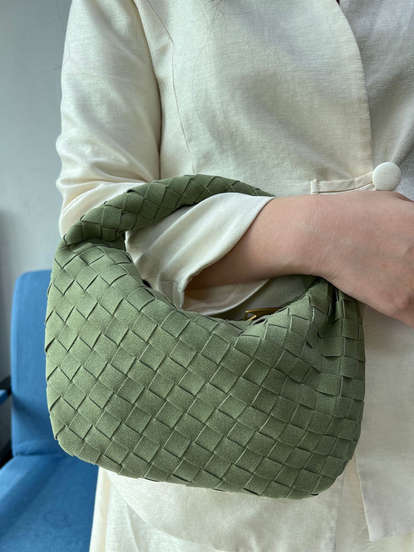 Elegant Classic Frosted Hand-woven Underarm Croissant Handbags