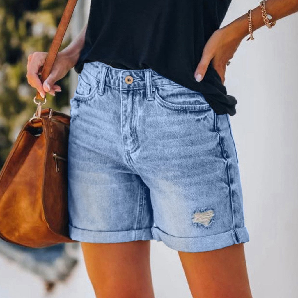 Creative Women's Summer Washed Ripped Versatile Women's Jeans
