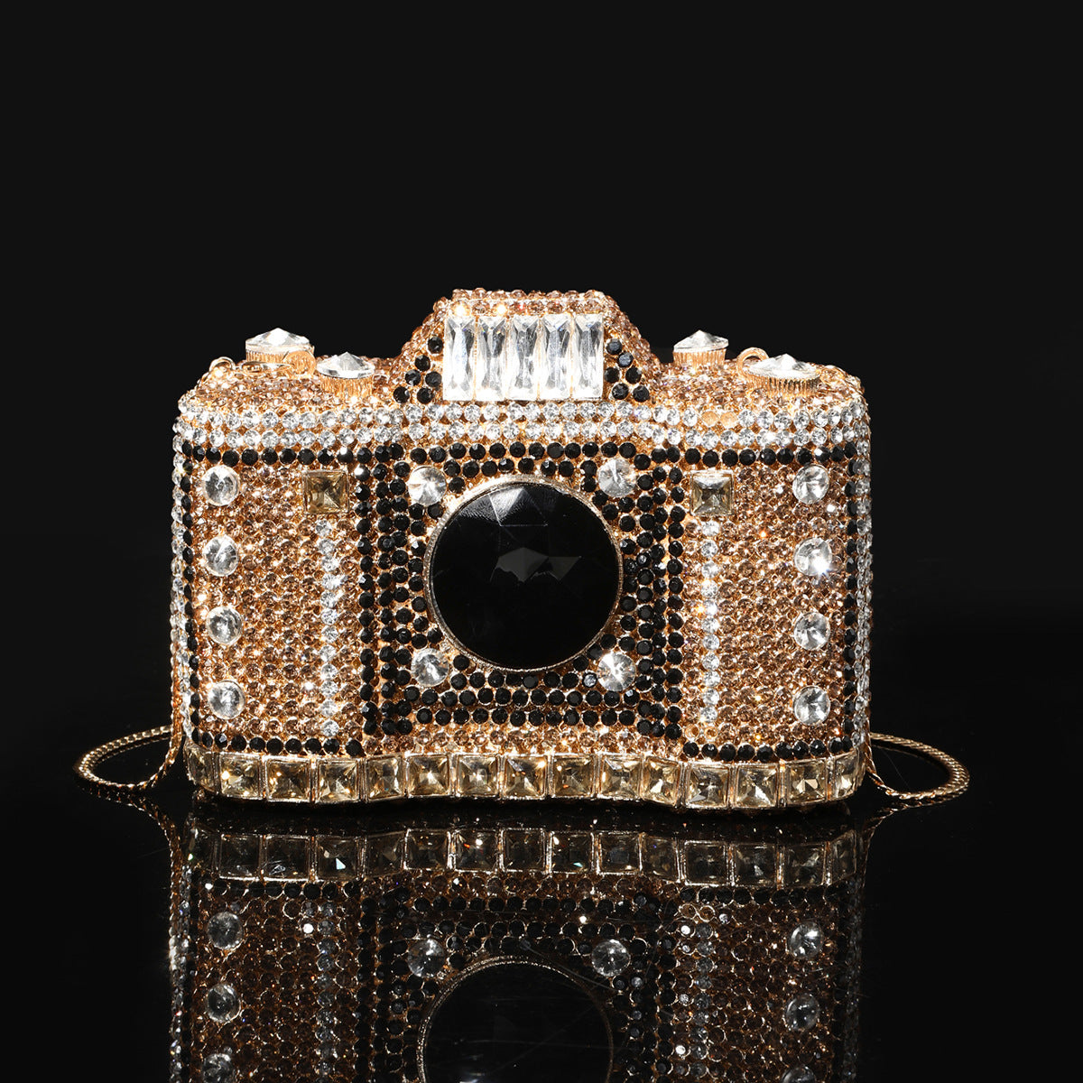 Shiny Champagne Bottle Rhinestone Bow Crystal Chain Evening Bags