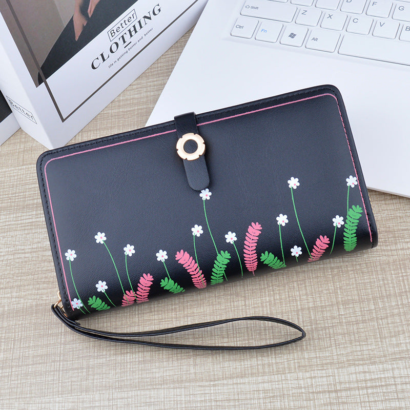 Women's Long Zipper Hasp Clutch Fashion Printing Ladies Wallets