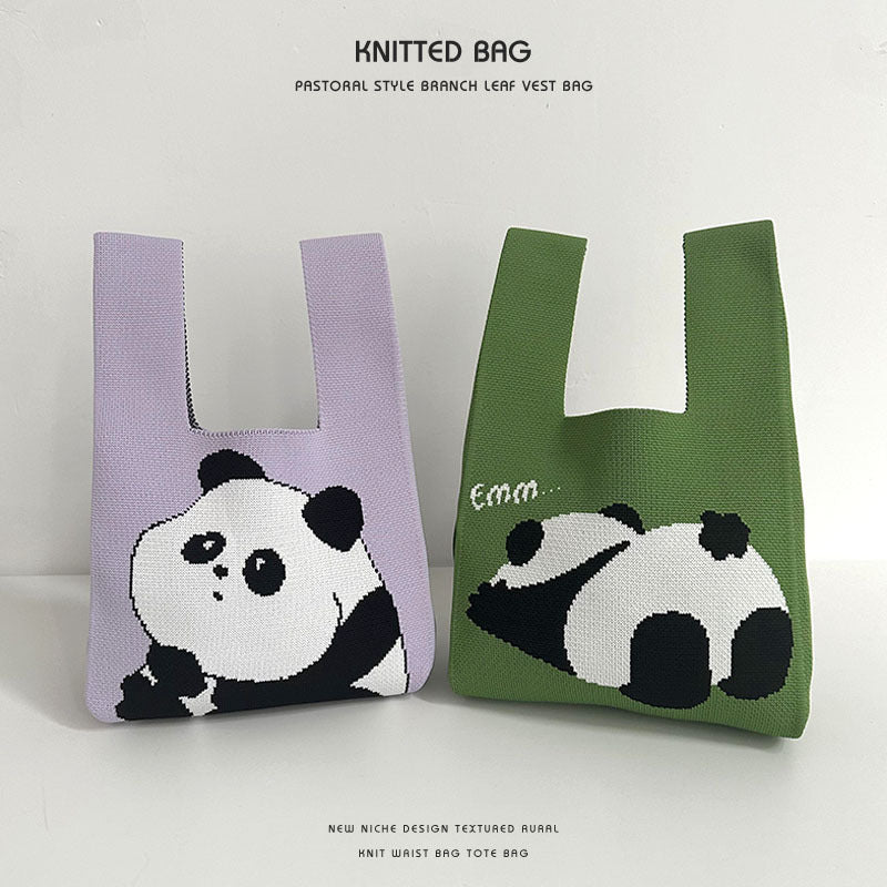 Pretty Knitted Cartoon Panda Lovely Gift Handbags
