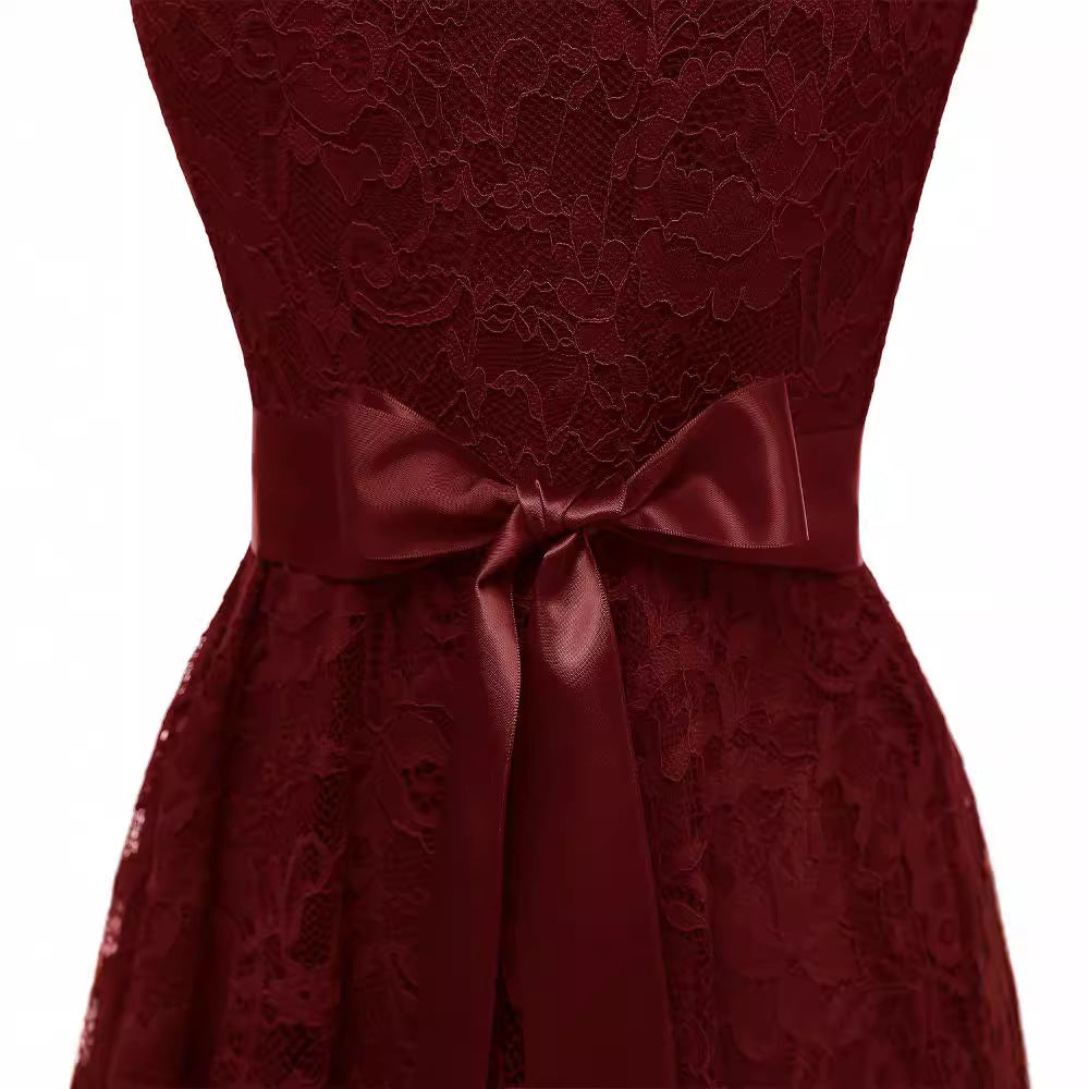 Women's Elegant Lady Mid-length Lace Short-sleeved Dress Dresses