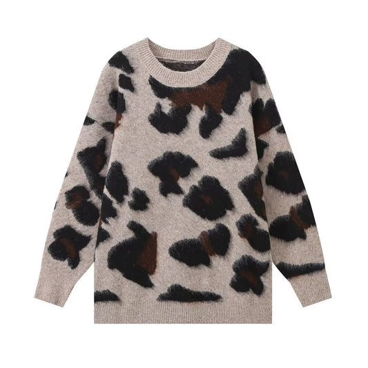 Women's Autumn Street Fashion Round Neck Knitted Sweaters
