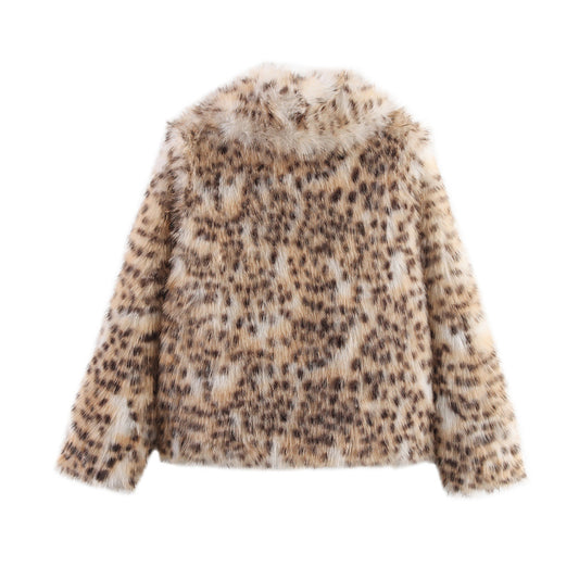 Women's Double Breasted Long Sleeve Leopard Print Jackets