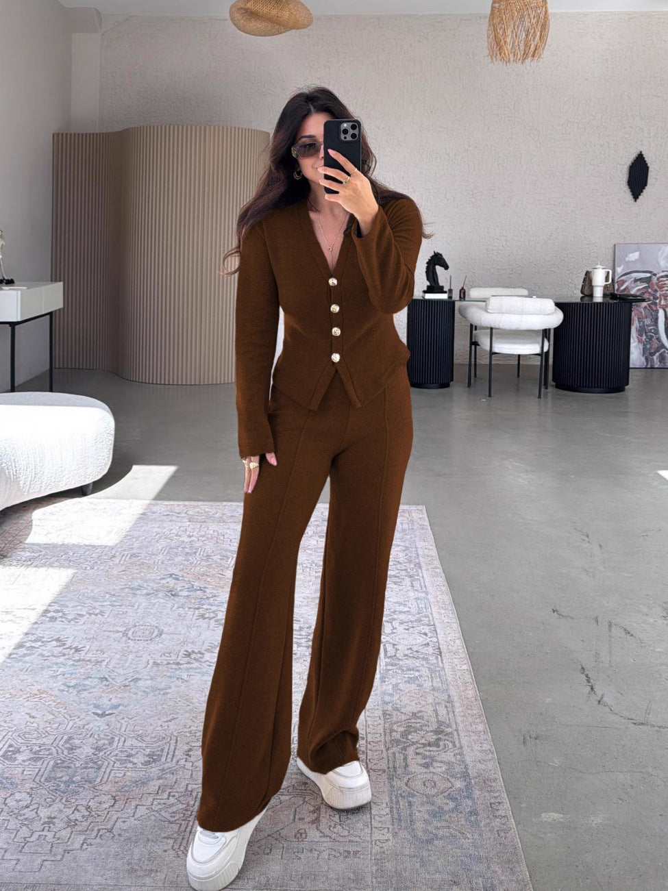 Women's Casual Button Trousers Fashion Wear Suits