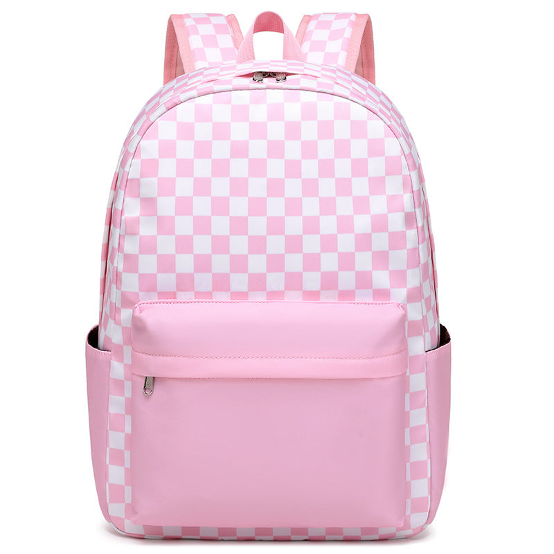 Female Junior High Trendy Simple Plaid Middle School Students' Schoolbags