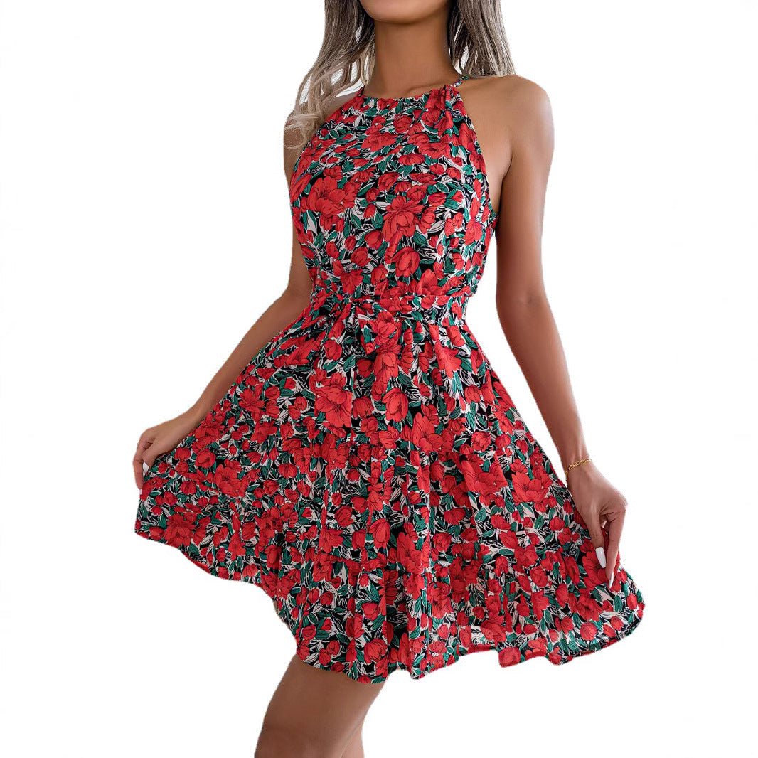Women's Style Casual Ruffled Large Swing Floral Dress