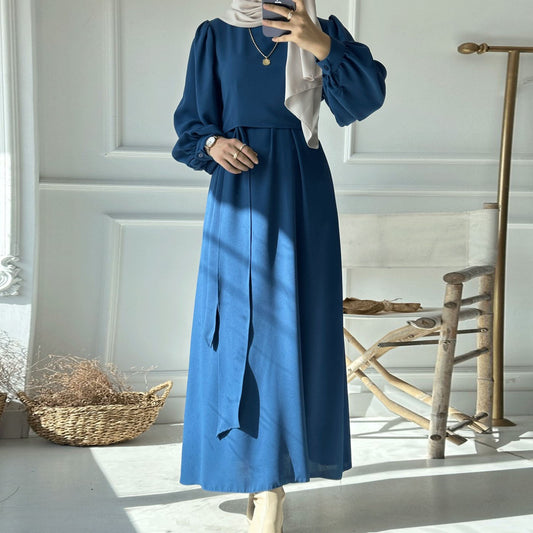 Women's Arab Spring Solid Color Muslim Long Suits