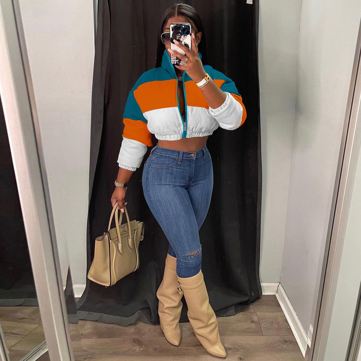 Women's Classy Unique Winter Color Matching Coats