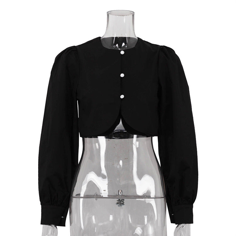 Women's Simple Niche Design Cotton Shirt Round Blouses