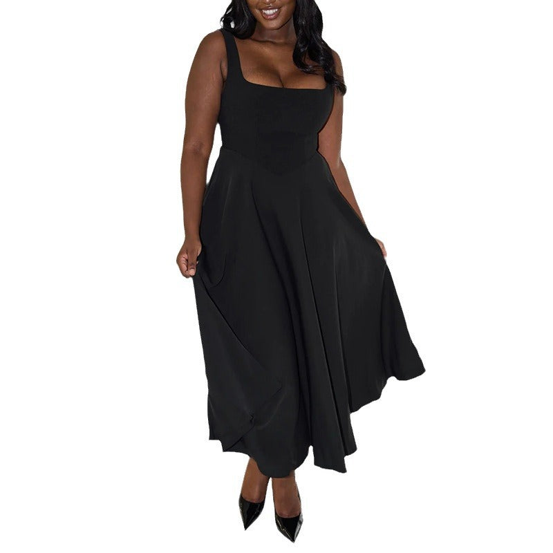 Simple Sexy Solid Color Shoulder Strap Slim Dresses