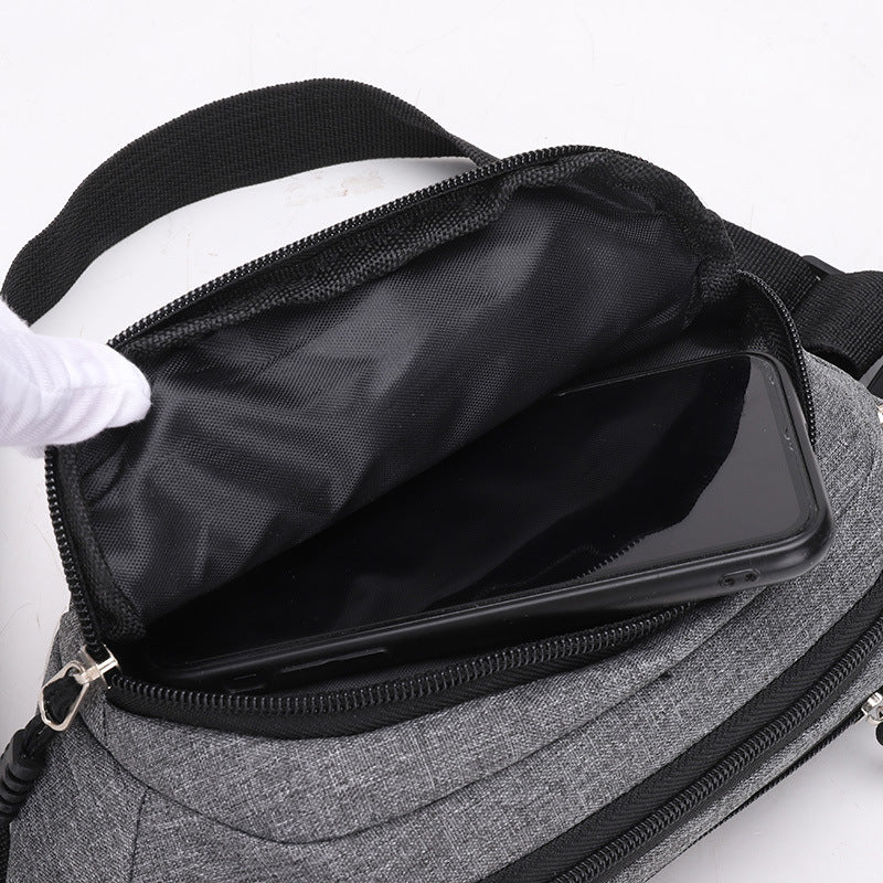 Men's Canvas Lady Mobile Large Capacity Multifunctional Men's Chest Bags