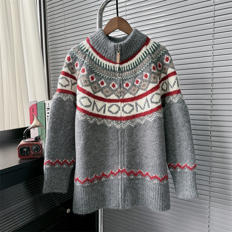Women's Vintage Jacquard Idle Style Turtleneck Christmas Sweaters