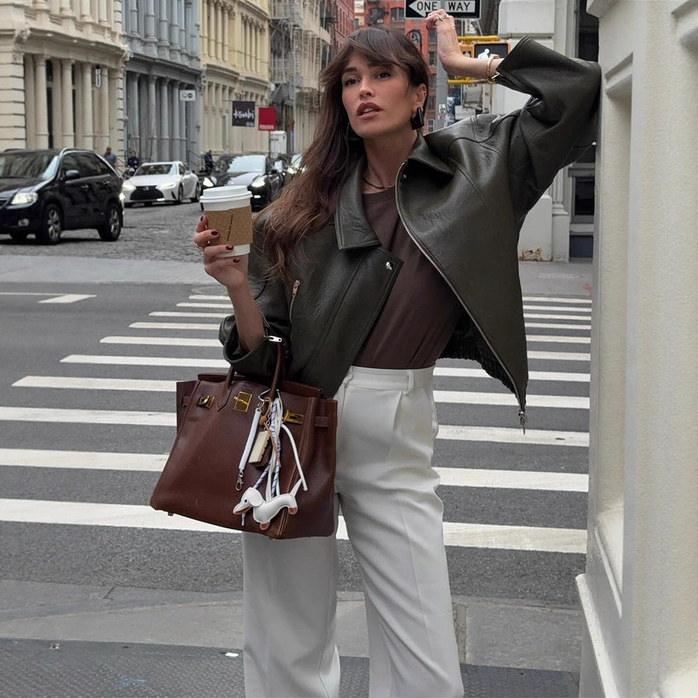 Women's Street Style Fashion Solid Color Polo Coats