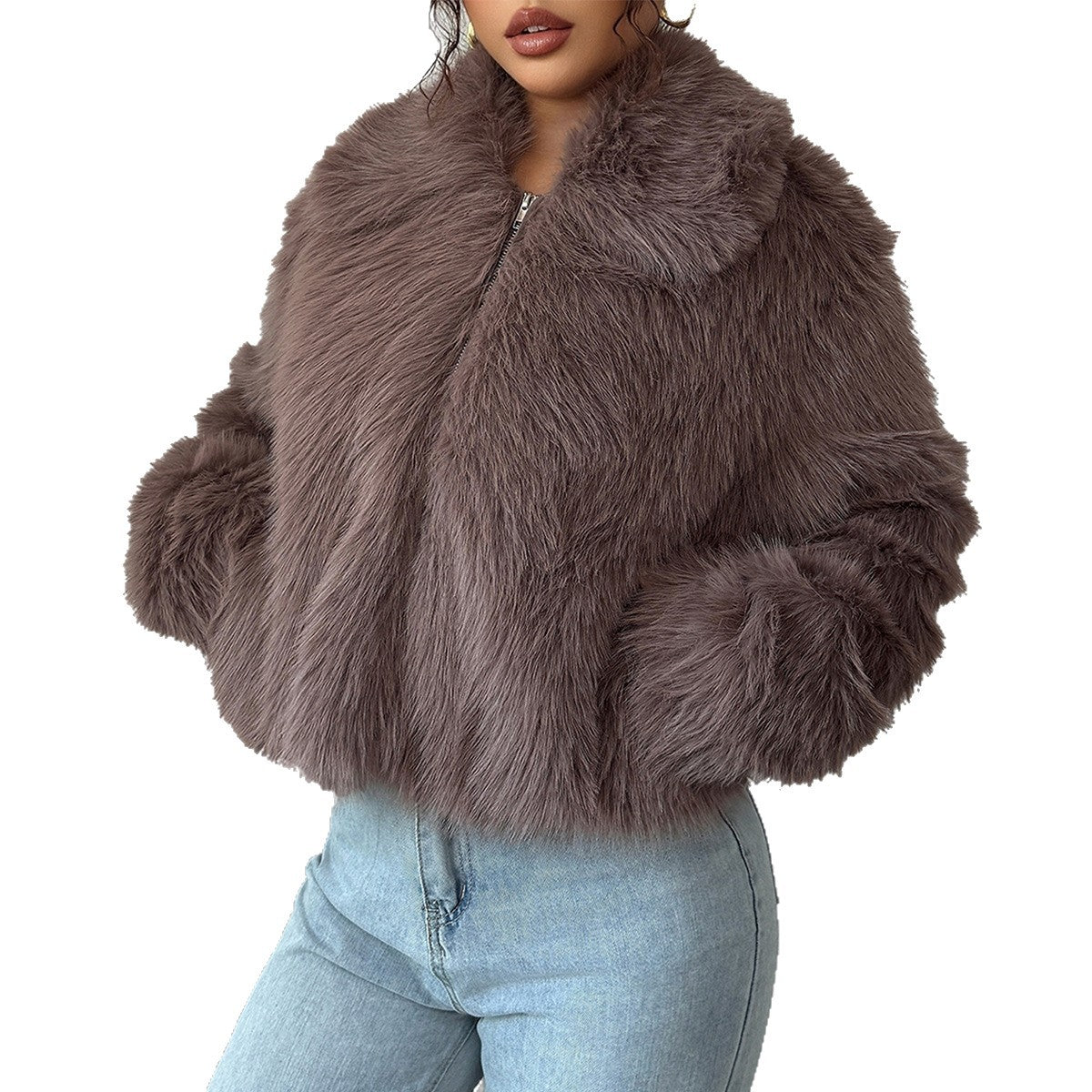 Women's Elegant Graceful Fluffy Long-sleeved Overcoat Coats