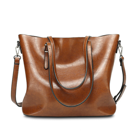 Women's Oil Wax Leather Retro Easy Matching Tote Bags