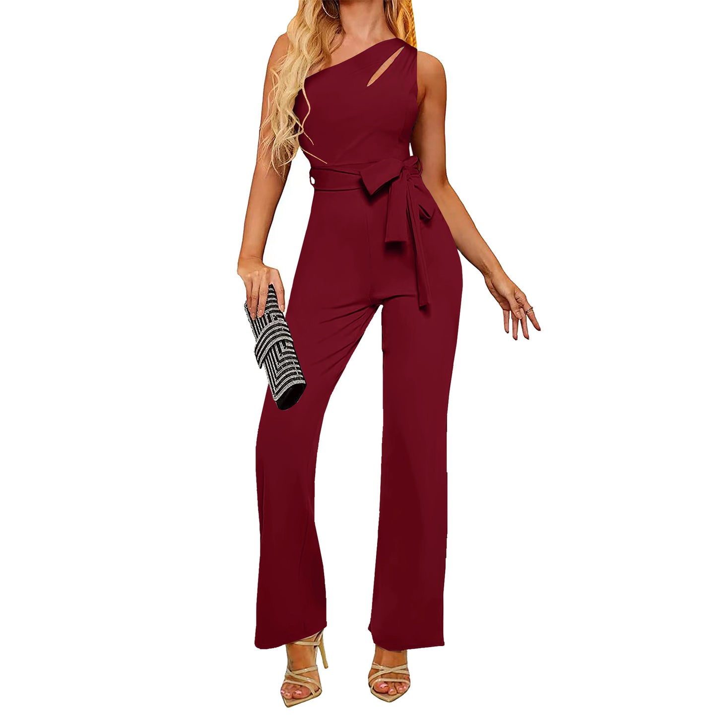 Women's Comfortable Popular Asymmetric Sleeveless Hollow Jumpsuits