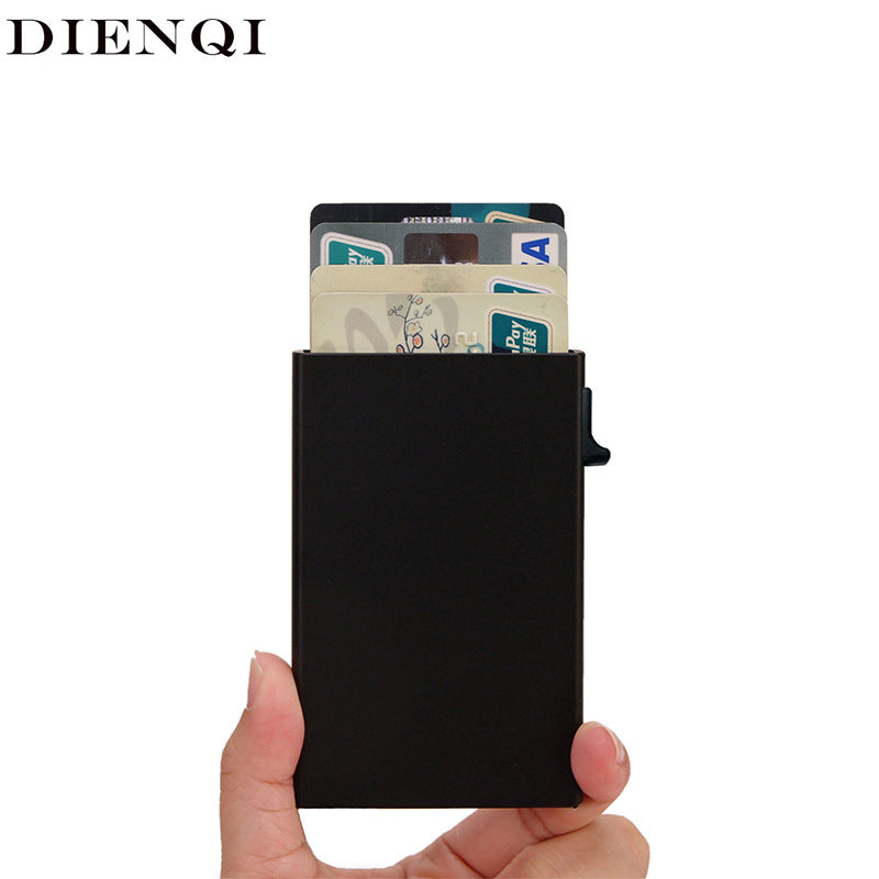 Men's Aluminum Alloy Box Automatic Pop-up Side Card Holder