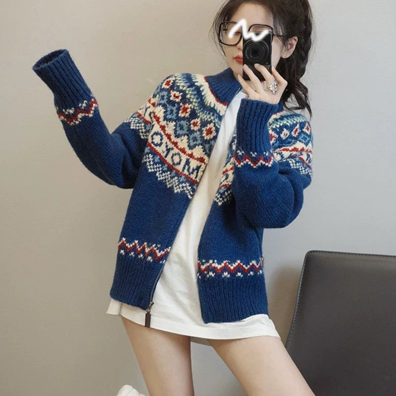 Women's Vintage Jacquard Idle Style Turtleneck Christmas Sweaters