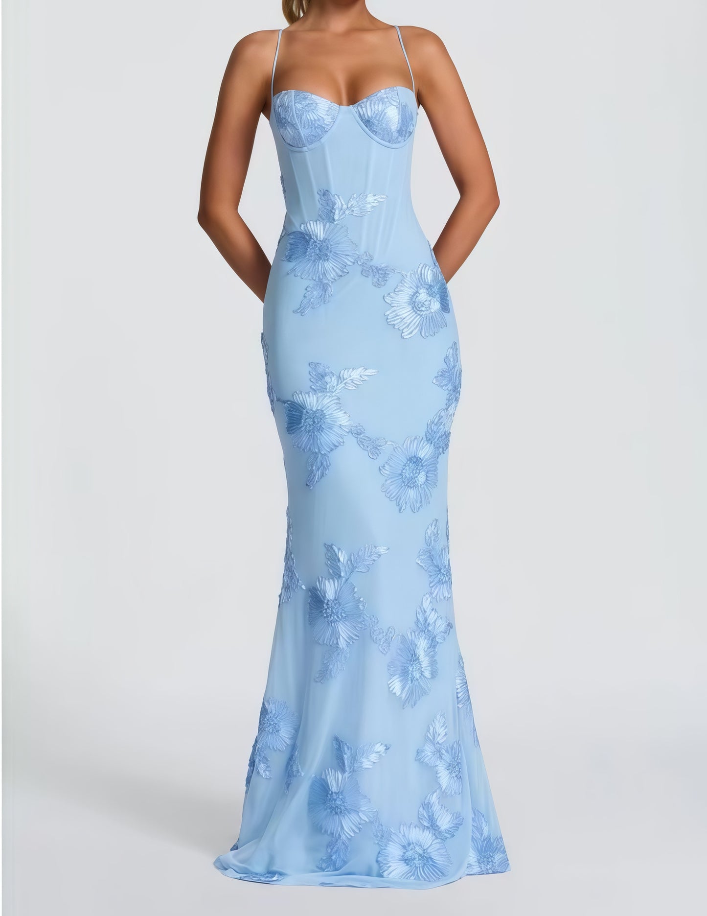Cross Strap Dress Exquisite Flower Banquet Dresses