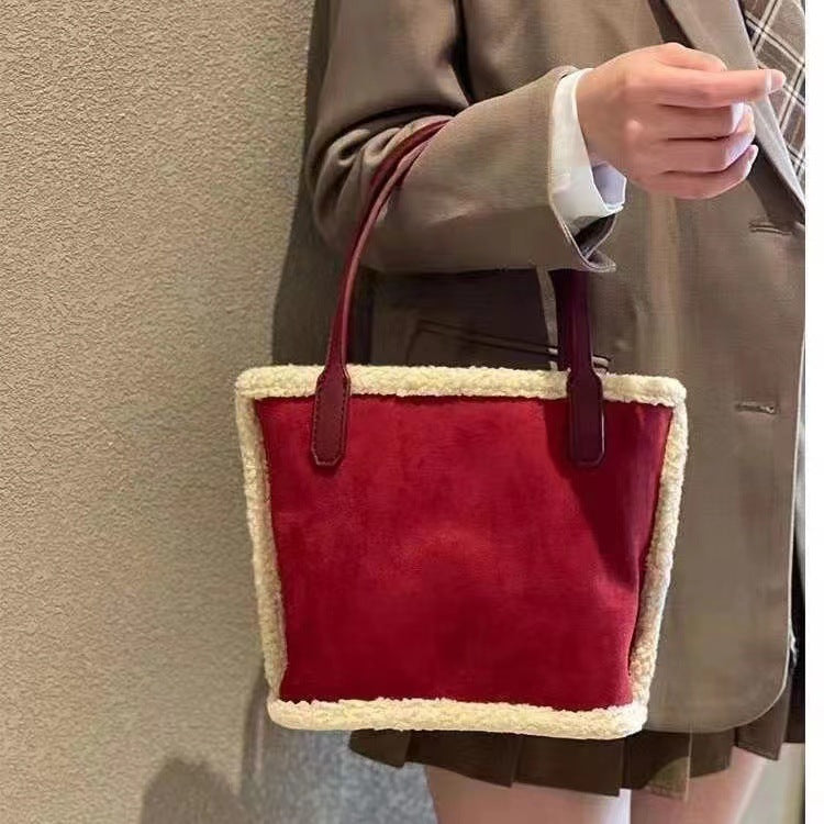 Winter Lamb Wool Versatile Large Capacity Handbags