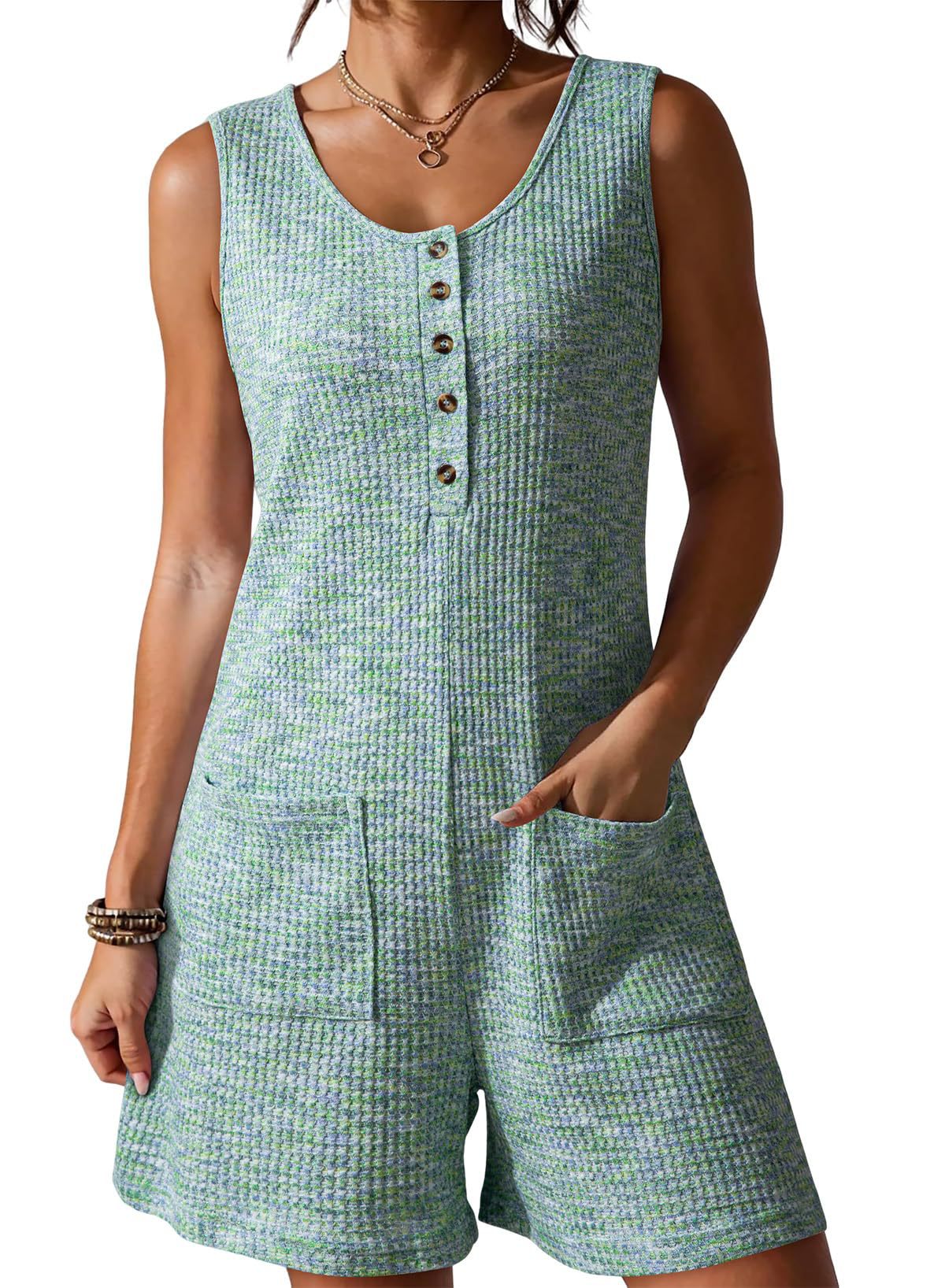 Women's Summer Loose Waffle Wide Leg Jumpsuits