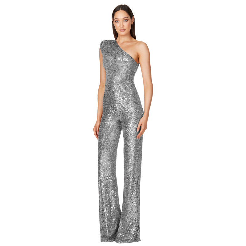 Women's Beautiful Popular Summer Sleeveless Sequined Jumpsuits