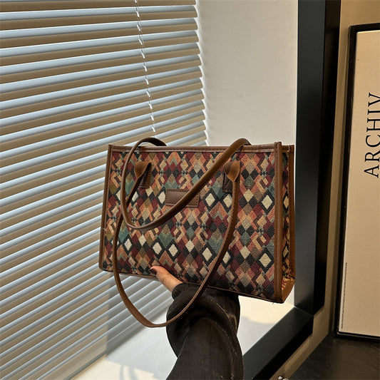 Women's Check Pattern Commuter Fashion Today Popular Tote Bags