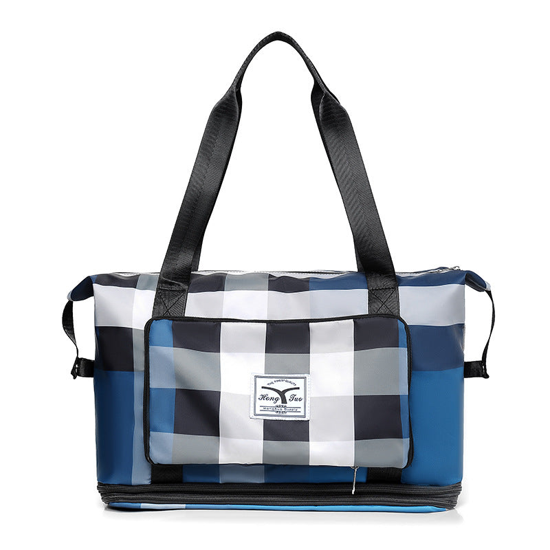 Wet Separation Fashion Plaid Short-distance Portable Travel Bags