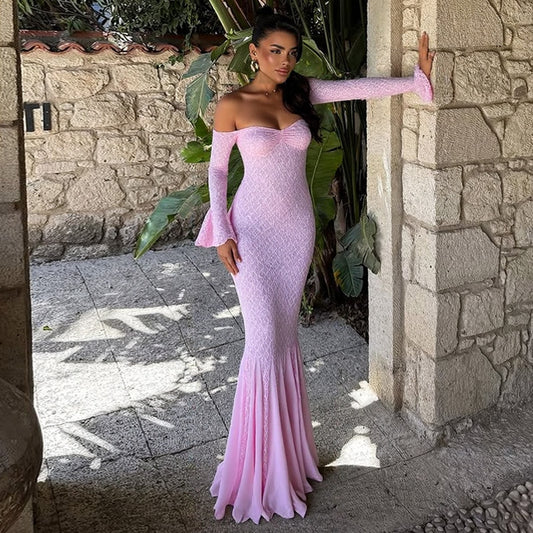 Dress Sexy Bandeau Stitching Lace Sleeve Dresses