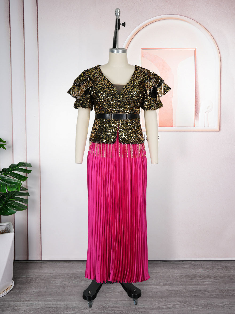 Women's Party Dress Elegant African Wear Sequins Dresses