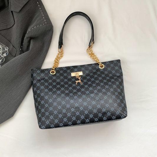 Women's Retro Commuter Texture Chain One Spring Tote Bags